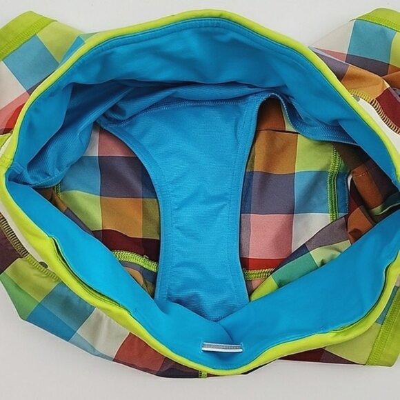 Lululemon Special Edition Seawheeze Multi Lime Blue Plaid Short 4.5" Inseam Sz 4 - Picture 8 of 12